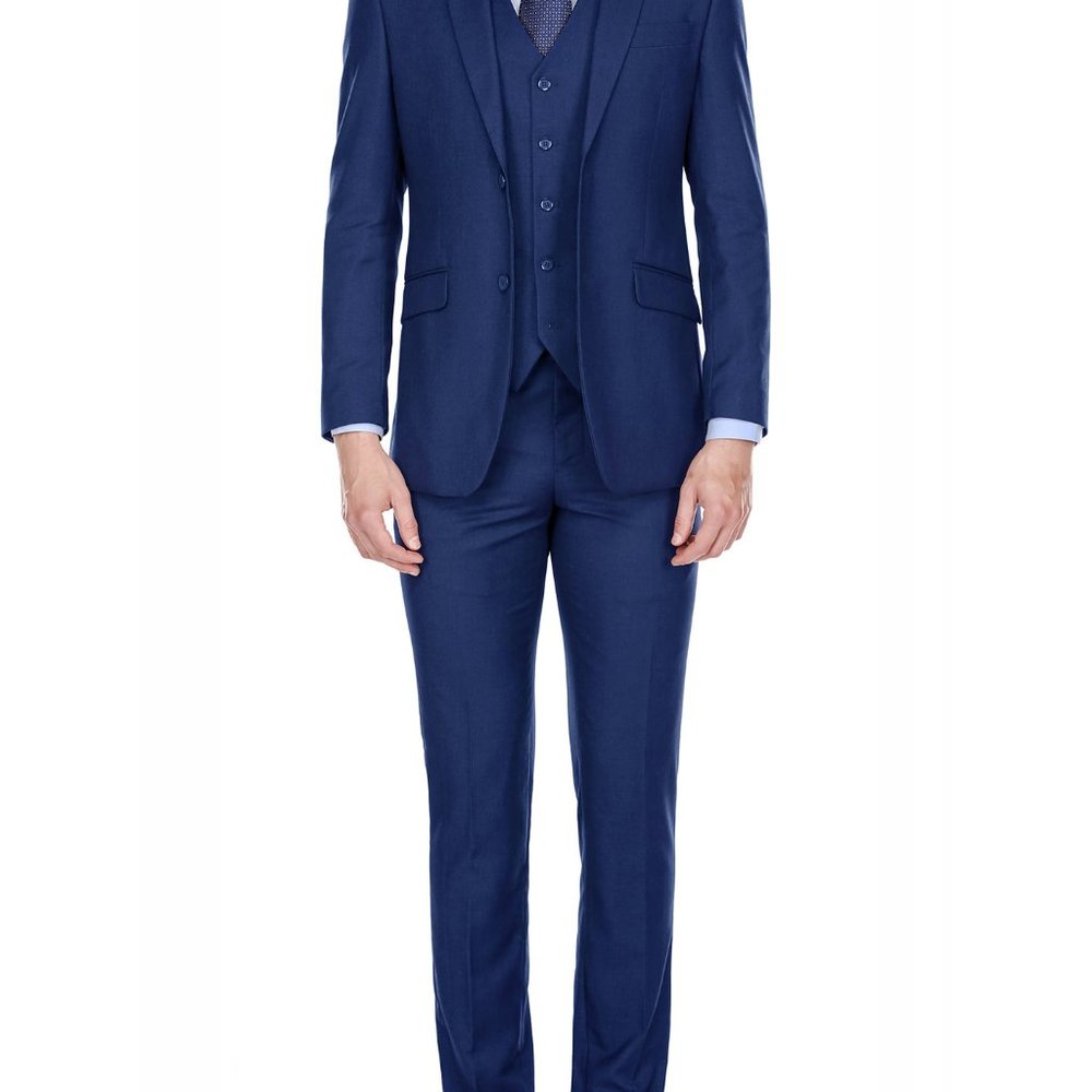 Mens Blue Slim Fit 3-Piece Suit